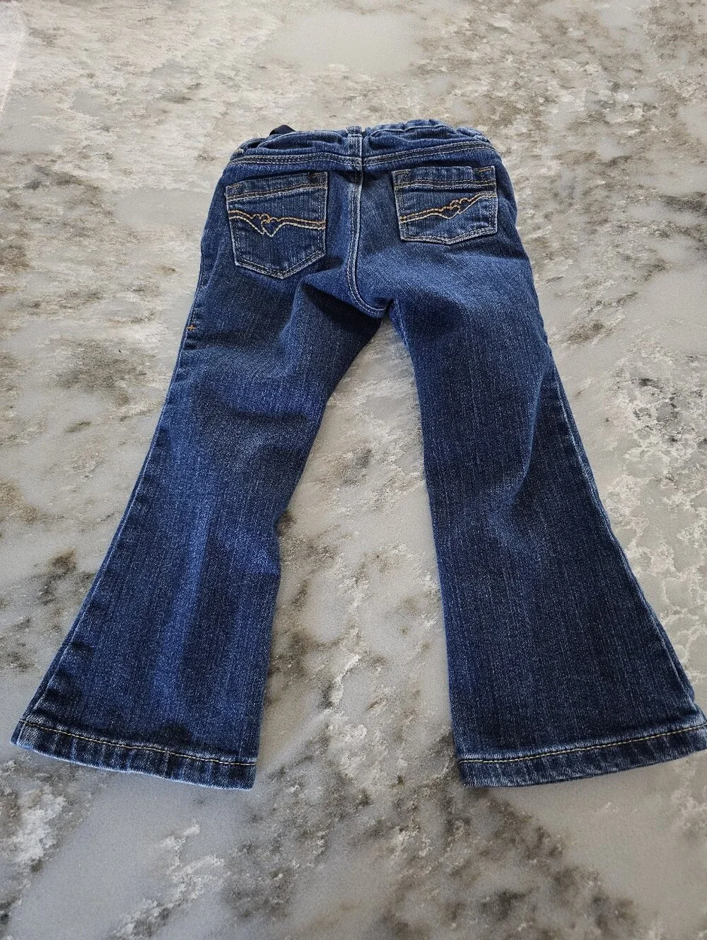 Old Navy Toddler Girls Bootcut Jeans 3T Dark Wash Denim Adjustable Waist Stretch